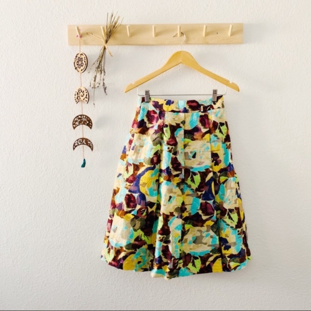 Zara 👗 Watercolor Floral Abstract A-line Skirt 🌺